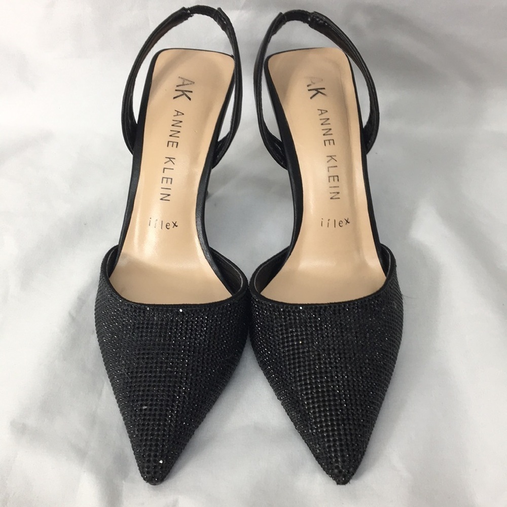 Anne Klein Iflex Women’s Black Sequins Heel Strap Pumps Size 8 Great Condition - Picture 3 of 11